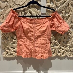Guess by Marciano Coral/Peach Off-Shoulder Blouse